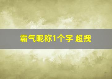 霸气昵称1个字 超拽